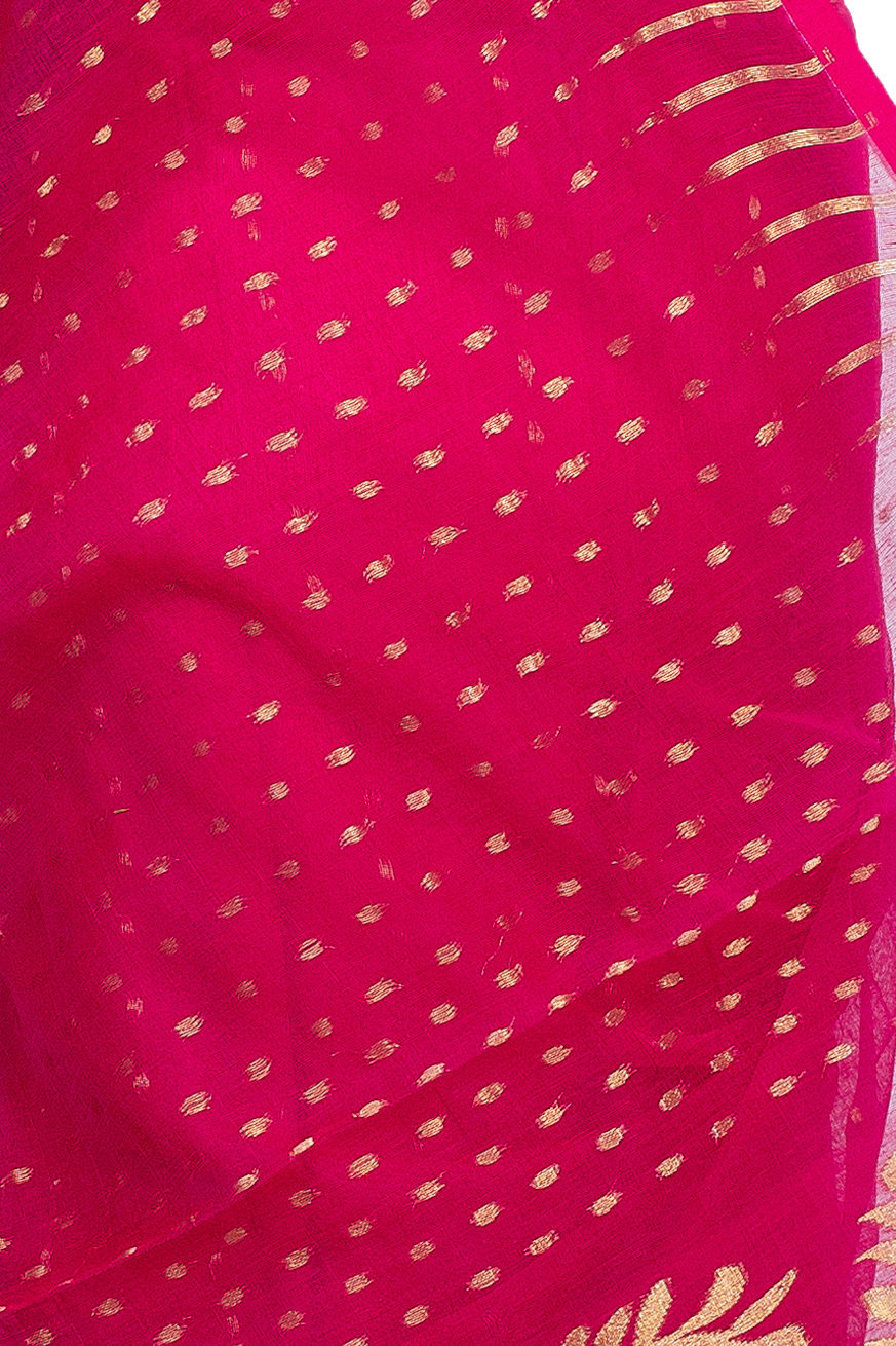 Purple Blended Cotton New HALF  JAMDINE Jamdani Saree (4109)